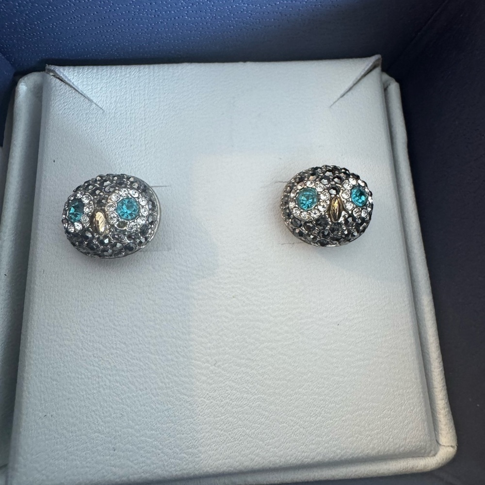 Fossils Silver Owl Stud Earrings.